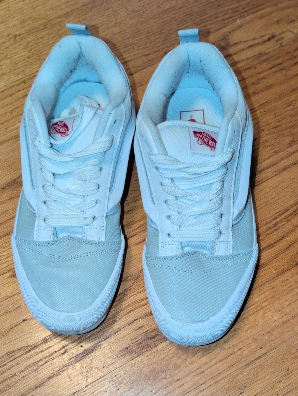 Vans Light Blue and White Lace-Up Low-Top Sneakers